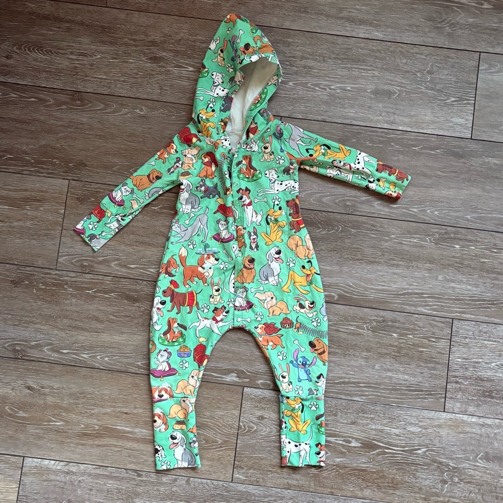 Custom Baby Hooded Romper‎ Disney Dogs & Stitch Print RAGS Style